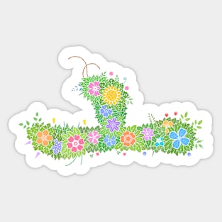 "ㅗ" Floral Letter Hangeul Sticker